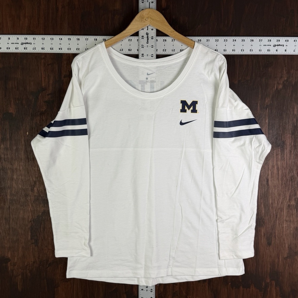 Nike Michigan Wolverines Spirit Jersey Style Logo Long Sleeve Shirt Women Large